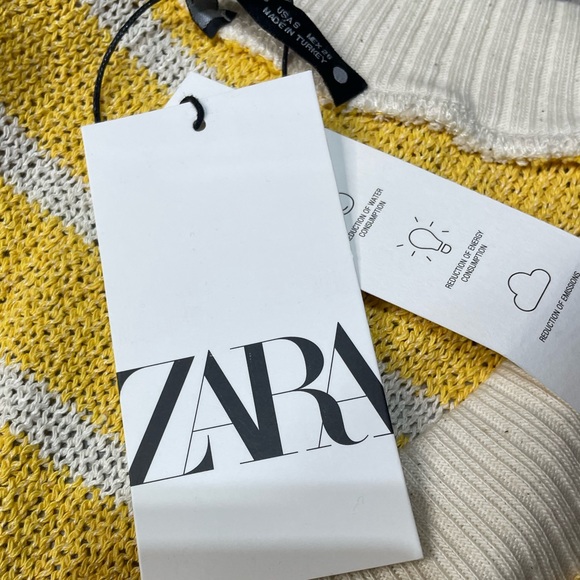 Zara Yellow and White Striped Knit Rustic Vest Size S NWT - Picture 11 of 14